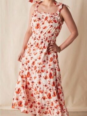 Matilda Jane White Maxi Dress with Orange Floral Print